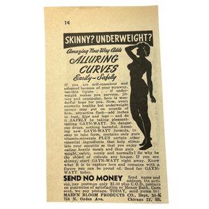 Gayn Wayt Weight Gain Vintage Print Ad 1951 Maid'n Bloom Alluring Curves
